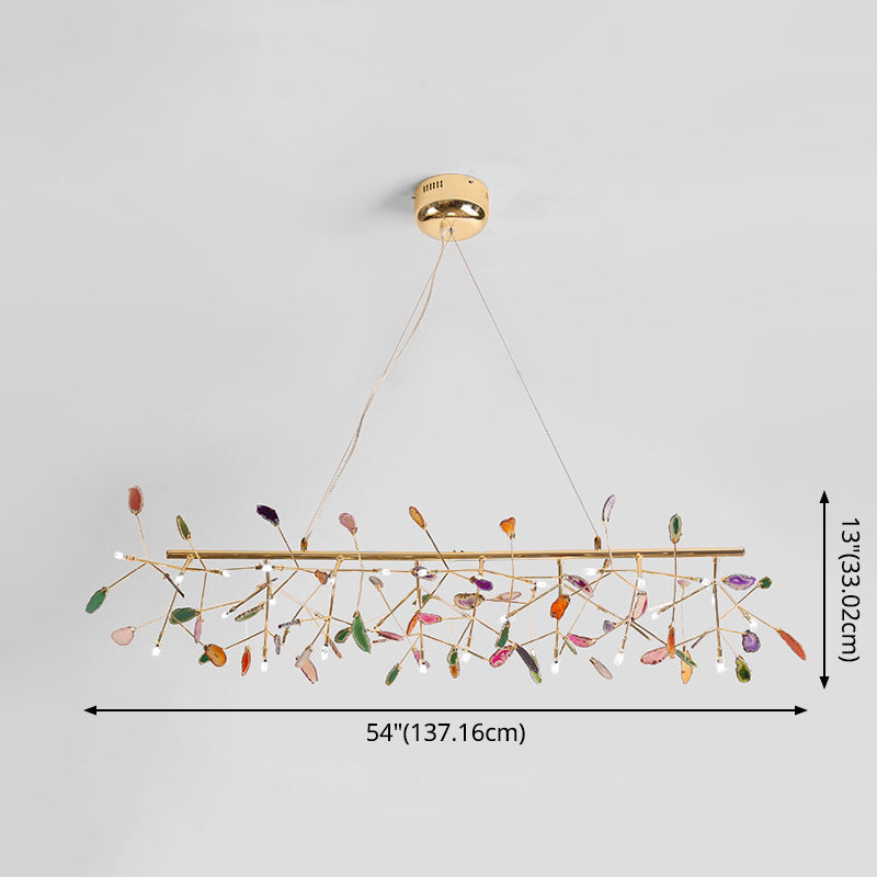 Modern Colorful Island Light Fixture With Agate Stone Pendant For Dining Restaurants