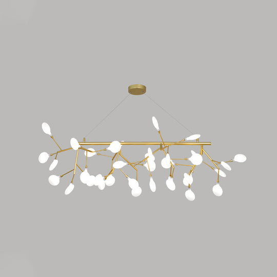 Contemporary Metal Pendant Lighting With Round Canopy For Bedroom - Island Branch Design 36 / Gold