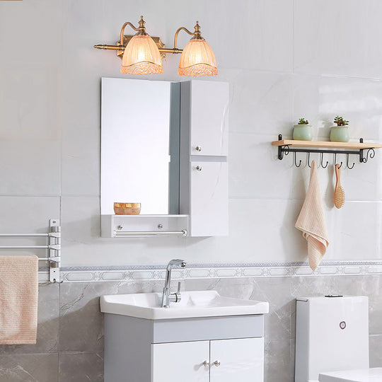 Modern Floral Wall Sconce With Amber Glass Brass Finish 2/3 Bulbs - 16.5/24.5 W