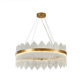Adjustable Modern Crystal Drum Chandelier Pendant Light For Living Room Ceiling Gold / 47.5 Round