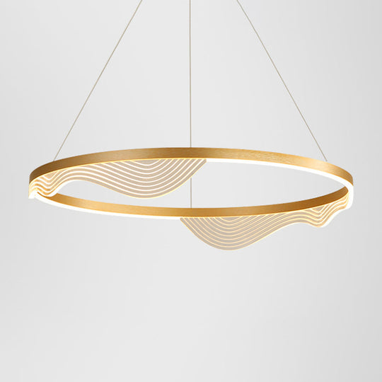 Stylish Lace-Adorned Metal Chandelier: Ultra-Modern Suspension Lighting For Living Room Gold / 31.5’