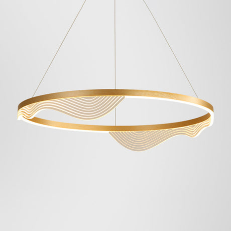 Modern Round Hanging Chandelier With Metal Suspension And Lace Decoration - Ideal For Living Room