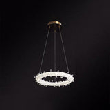 Modern Crystal Pendant Chandelier Light For Restaurants - Sleek Circular Design Clear / 12 With Lace