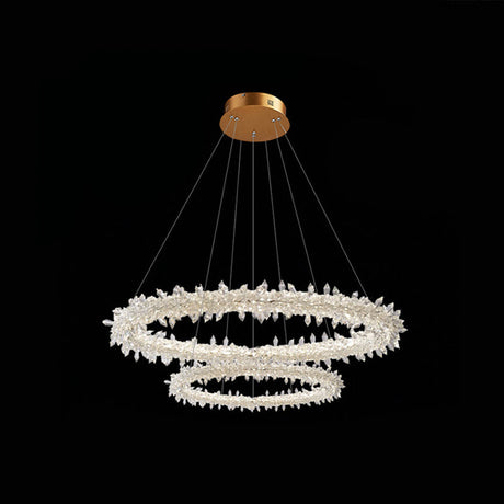 Contemporary Crystal Flower Ring Chandelier - Stylish Hanging Light Fixture For Living Room Clear /
