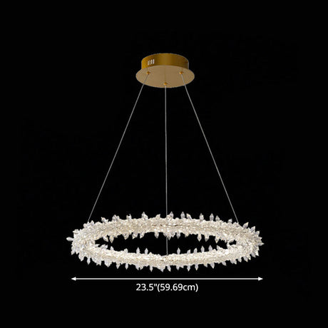 Contemporary Crystal Flower Ring Chandelier - Stylish Hanging Light Fixture For Living Room