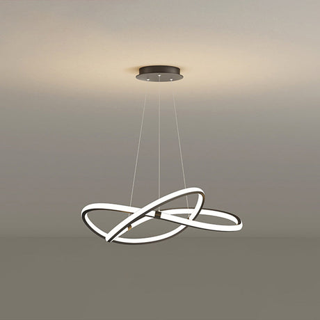 Modern Twist Chandelier Pendant Light For Living Room - Sleek Metal Design Black / 23.5 Remote