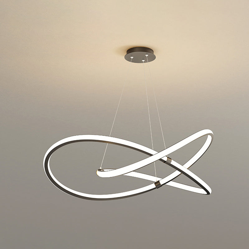 Modern Twist Chandelier Pendant Light For Living Room - Sleek Metal Design Black / 39.5 White