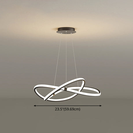 Modern Twist Chandelier Pendant Light For Living Room - Sleek Metal Design