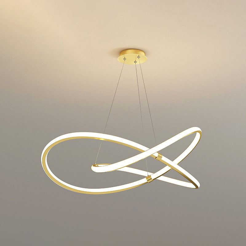 Modern Twist Chandelier Pendant Light For Living Room - Sleek Metal Design Gold / 31.5 White