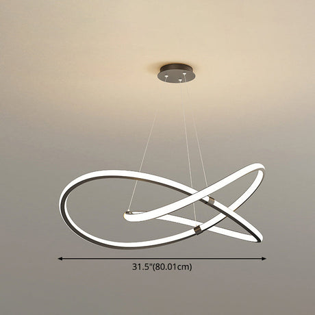 Modern Twist Chandelier Pendant Light For Living Room - Sleek Metal Design