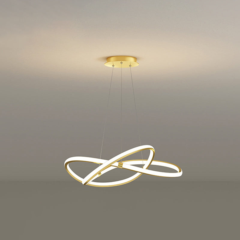 Modern Twist Chandelier Pendant Light For Living Room - Sleek Metal Design Gold / 23.5 Remote
