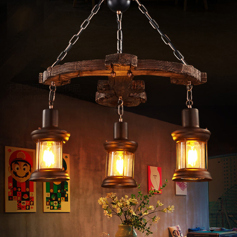 Coastal Wood Anchor Pendant Light In Beige For Coffee Shops