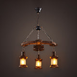 Coastal Coffee Shop Pendant Light: Wood Anchor Chandelier In Beige
