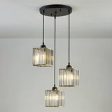 Crystal Black Cylinder Pendant Light - Modern Suspension Fixture / Square Round