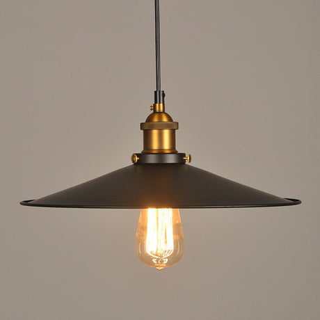 Industrial Style Black Metal Cone Pendant Lamp - Warehouse Lighting / 12
