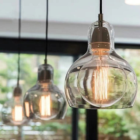 Contemporary Gourd Glass Pendant Light Fixture For Lounge
