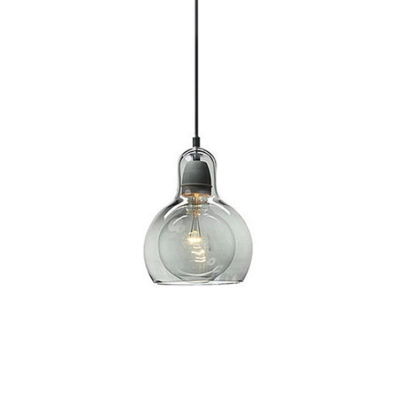 Contemporary Gourd Glass Pendant Light Fixture for Lounge Smoke Gray / 4.5’’