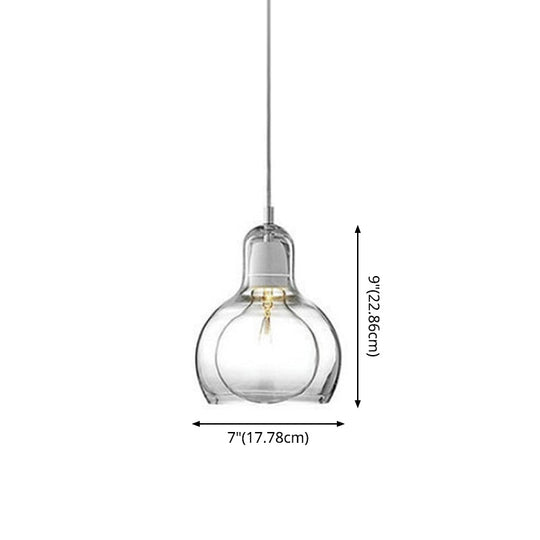 Contemporary Gourd Glass Pendant Light Fixture for Lounge