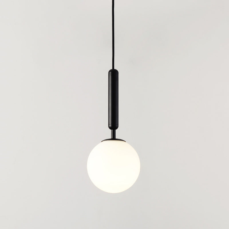 Contemporary Glass Pendant Light For Lounge Black / Milk White
