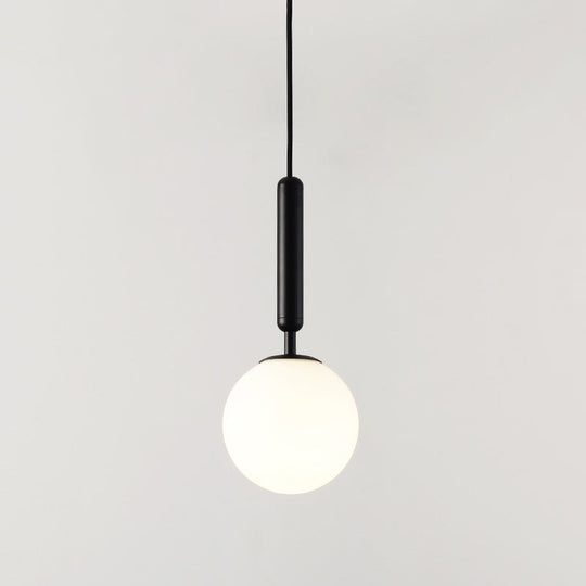 Contemporary Glass Pendant Light For Lounge Black / Milk White