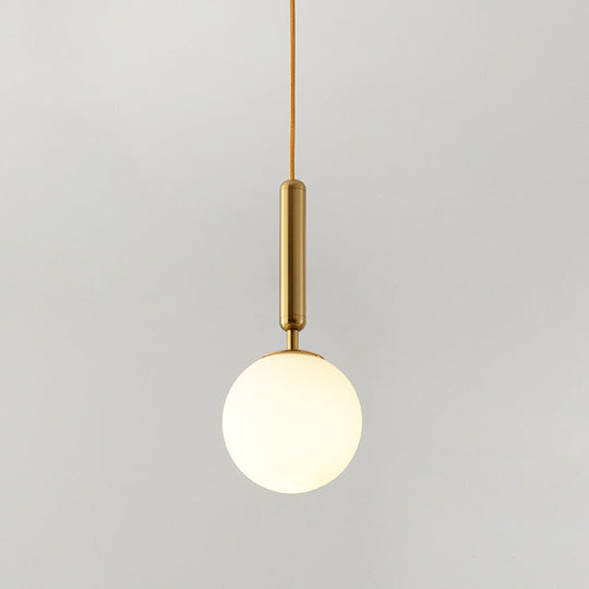 Contemporary Glass Pendant Light - Spherical Design For Lounge Gold / Milk White