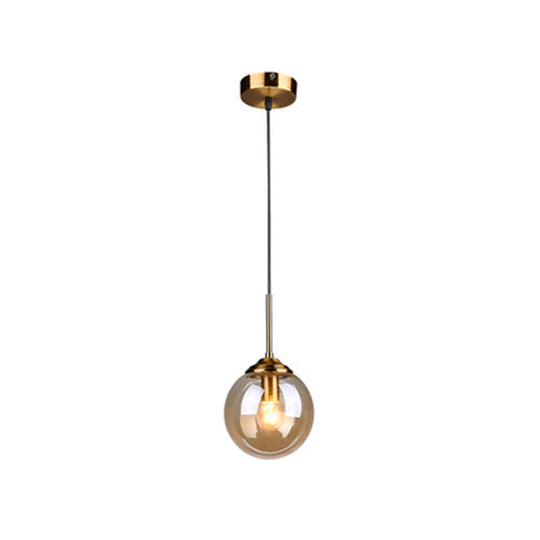 Minimalist Glass Sphere Pendant Light Fixture For Modern Indoor Ceiling Lighting Amber / Round