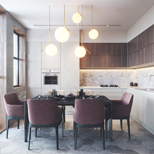 Mid Century Modern Glass Pendant Light Fixture - Stylish & Serene Bedroom Illumination