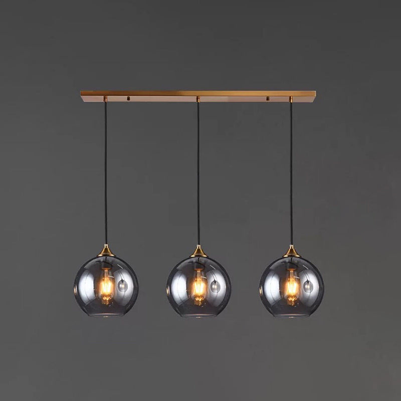 Contemporary Blown Glass Sphere Pendant Lights For Bedrooms Smoke Gray / Linear