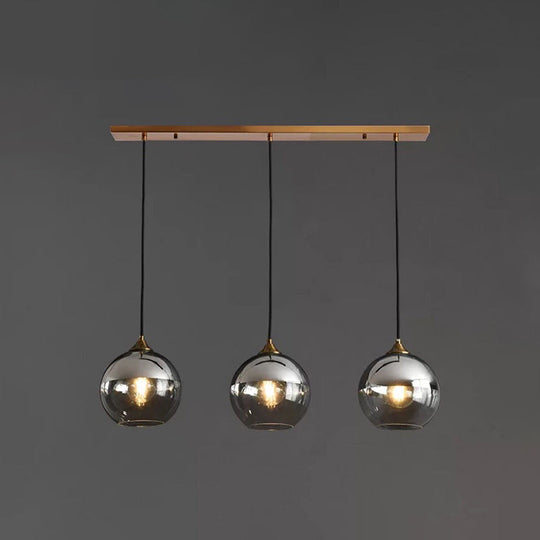 Contemporary Blown Glass Sphere Pendant Lights For Bedrooms Silver / Linear