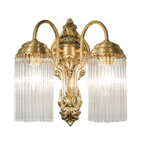 Simple Crystal Rod Wall Mount Light - Gold Sconce For Corridor