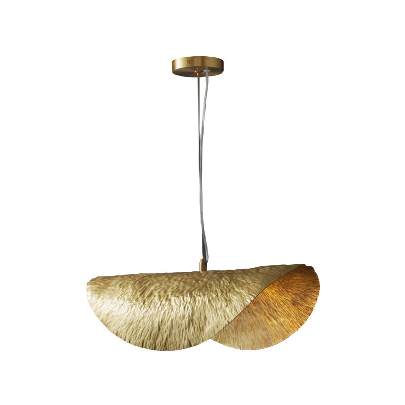 Mid-Century Gold Lotus Leaf Ceiling Pendant: Elegant Metal Hanging Lamp For Restaurants