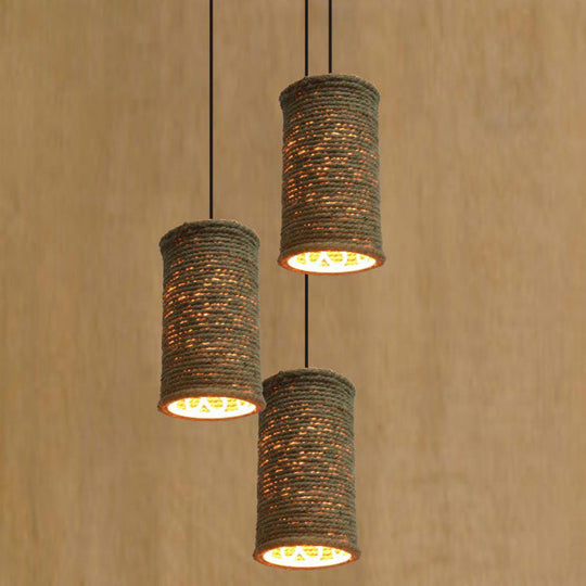 Rustic Beige Pendant Lighting With Creative Rope Design - Ideal For Restaurants
