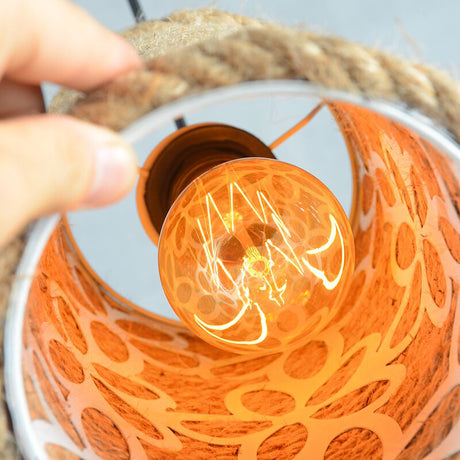Rustic Beige Pendant Lighting With Creative Rope Design - Ideal For Restaurants