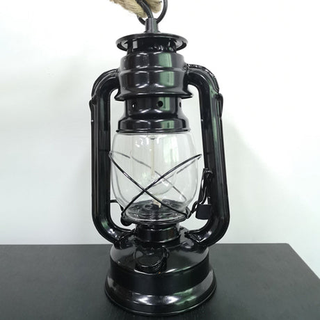Industrial Vintage Hemp Rope Horse Lamp Chandelier For Restaurants - Metal Hanging Fixture Black
