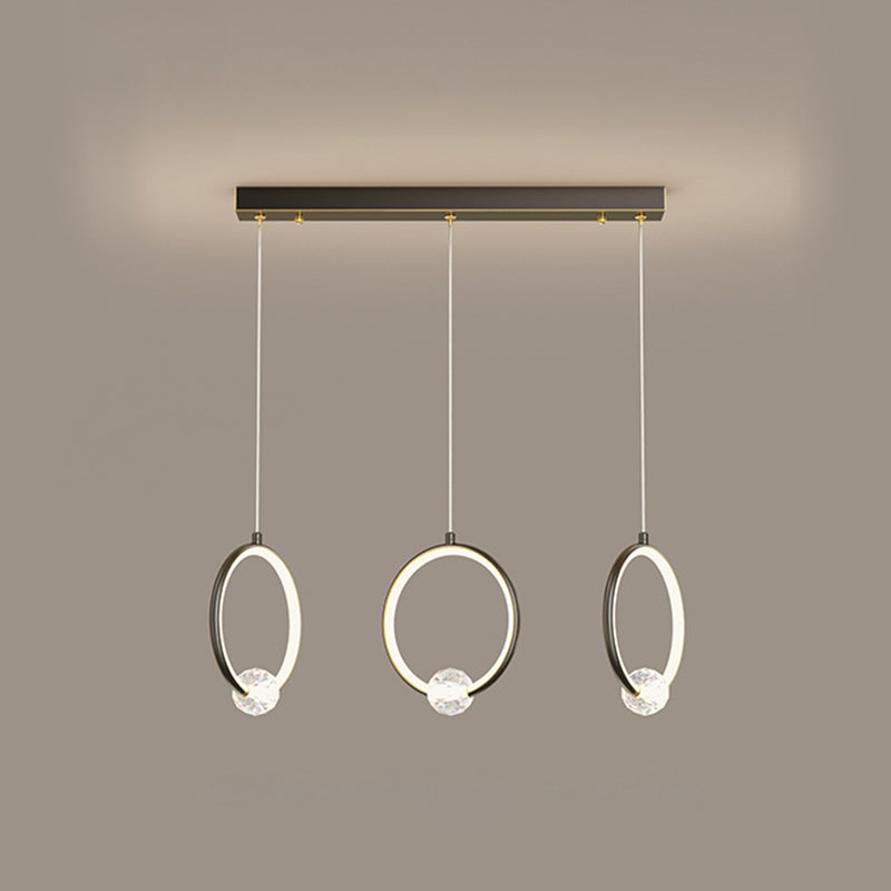 Modern Metal Led Indoor Pendant Light: Stylish Ring-Shaped Hanging Fixture 3 / Black