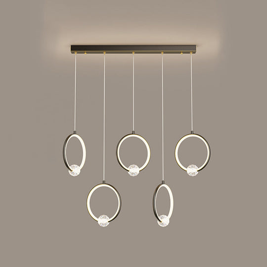 Modern Metal Led Indoor Pendant Light: Stylish Ring-Shaped Hanging Fixture 5 / Black