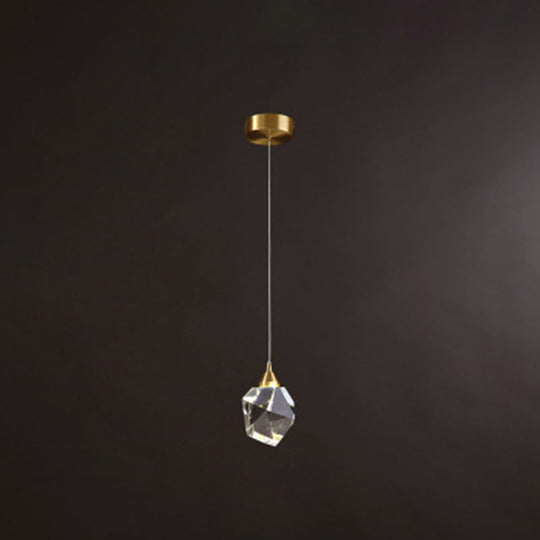Golden Modern Stone Hanging Ceiling Light With Crystal Led: A Striking Bedroom Suspension Lighting
