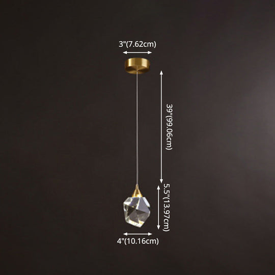 Gold Led Crystal Stone Ceiling Light For Modern Bedroom Suspension