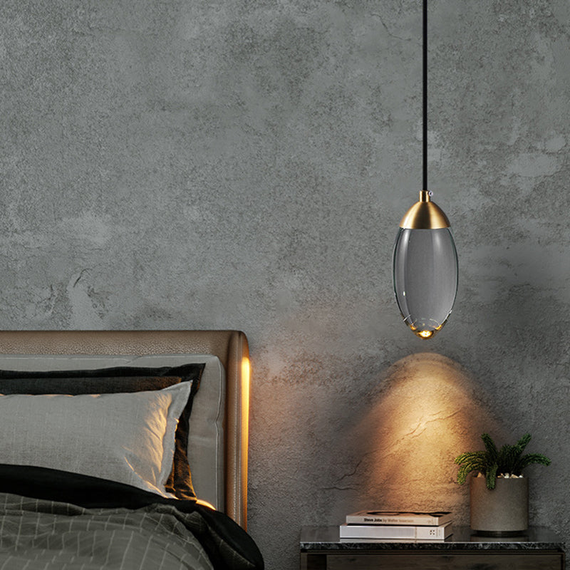 Modern Led Crystal Teardrop Pendant Light Fixture In Gold