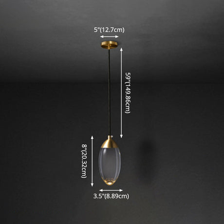 Modern Led Crystal Teardrop Pendant Light Fixture In Gold