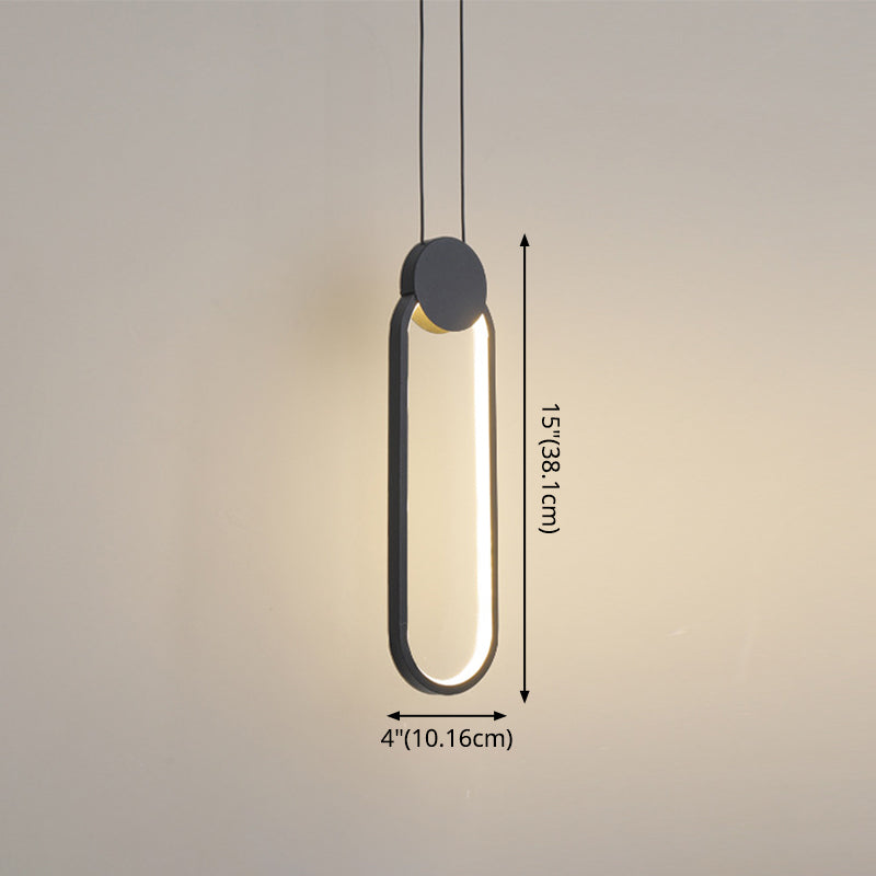 Minimalist Led Pendant Bedroom Lamps – Black Metal Ring Design