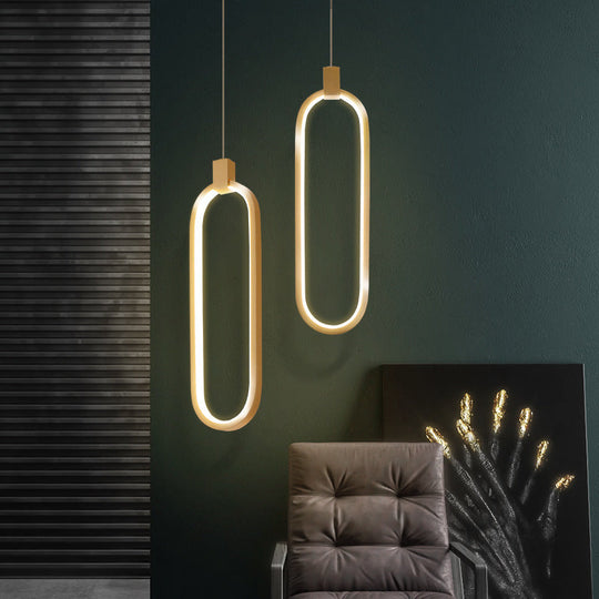 Gold Led Hanging Pendant Light For Bedroom With Metal Single Head And Small Ceiling Design