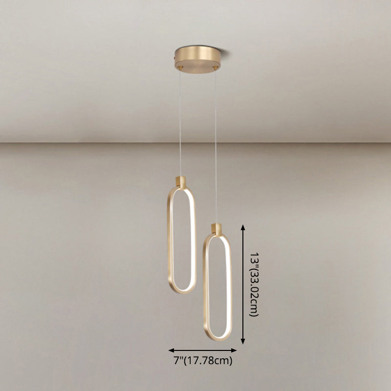 Gold Led Bedroom Pendant Light - Single Head Metal Ceiling Hanging