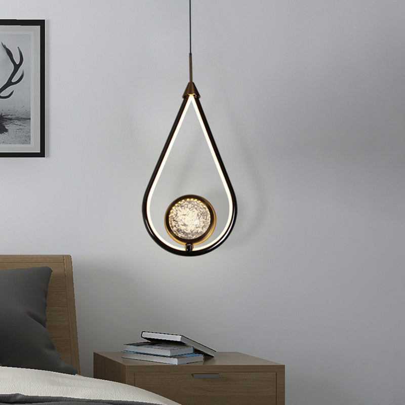 Led Crystal Pendant - Contemporary Style Metal Ceiling Hanging Lamp