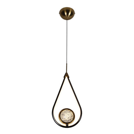 Modern Led Crystal Pendant Lamp With Metal Ceiling Mount
