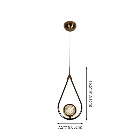Led Crystal Pendant - Contemporary Style Metal Ceiling Hanging Lamp