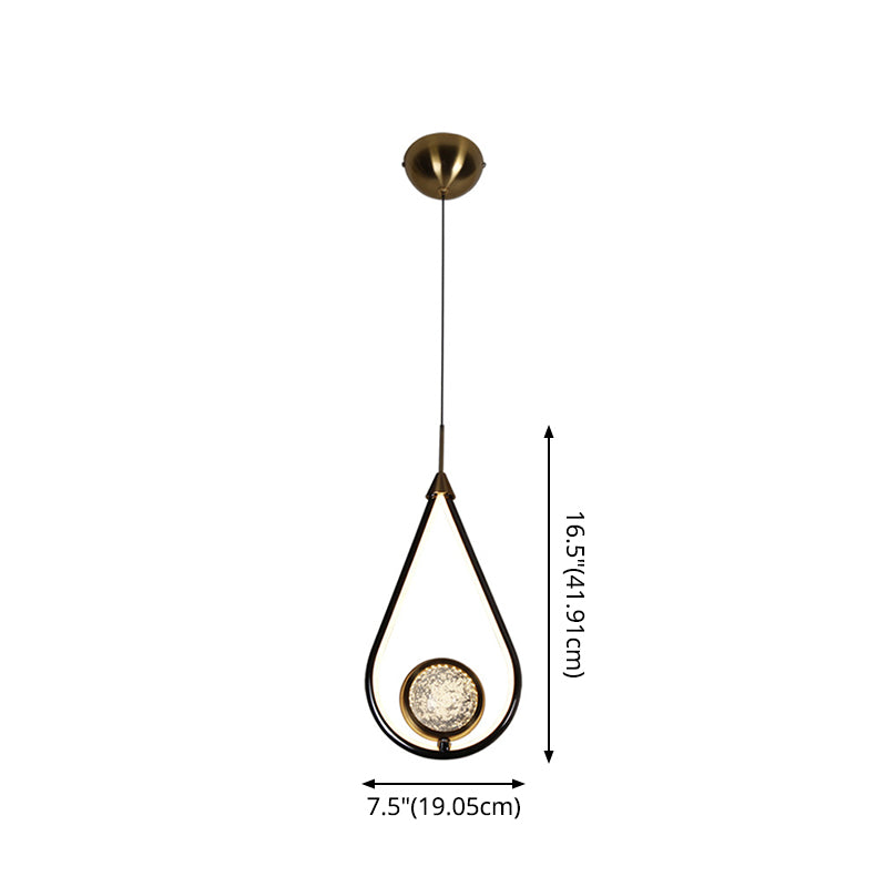 Modern Led Crystal Pendant Lamp With Metal Ceiling Mount
