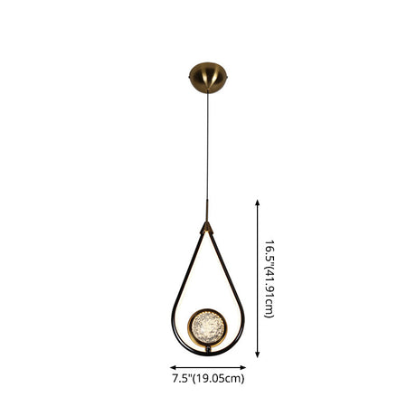 Modern Led Crystal Pendant Lamp With Metal Ceiling Mount