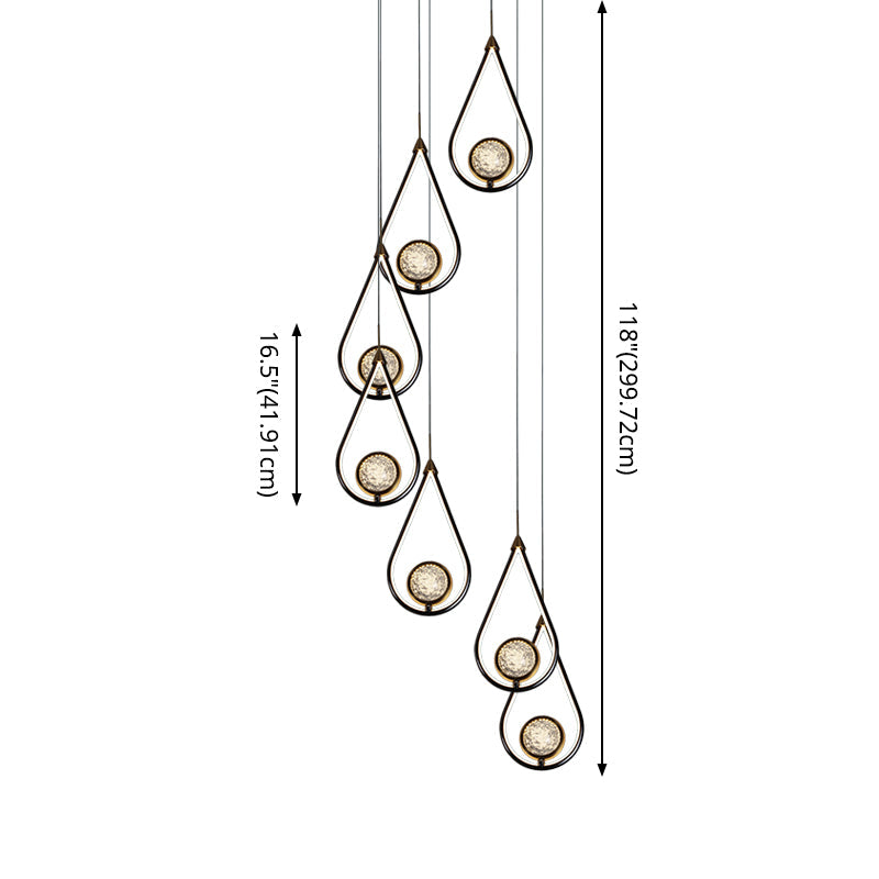 Modern Led Crystal Pendant Lamp With Metal Ceiling Mount