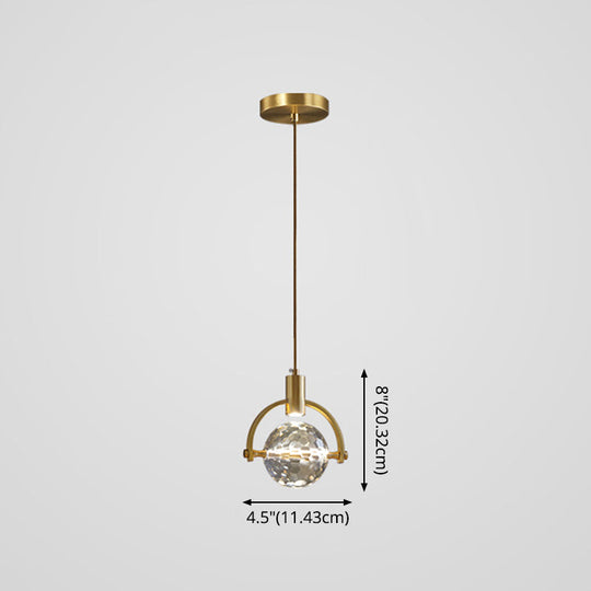 Mini Crystal Pendant Light With Brass Finish For Modern Living Spaces